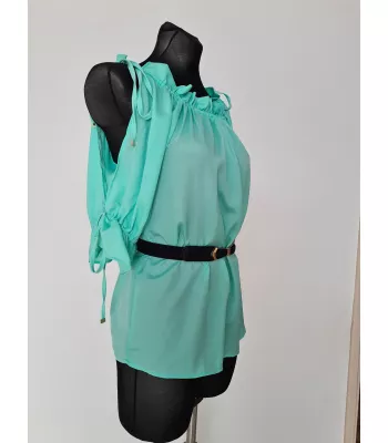 Blouse with bindings on the shoulders and sleeves - Mint