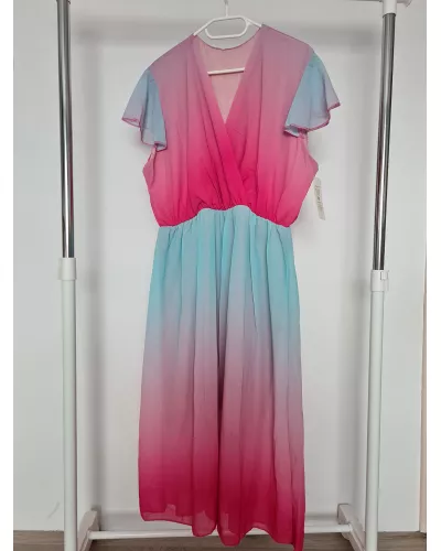 Ask for product! — Oversize dress with elastic waist, lining and frills - pink
