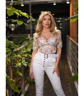 Blouse with small flowers - White