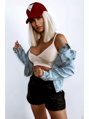 Short bralette with a neckline - Latte - Blouses