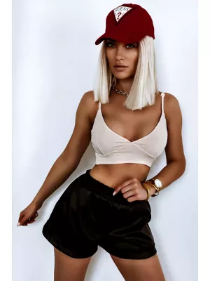 Short bralette with a neckline - Latte - Blouses