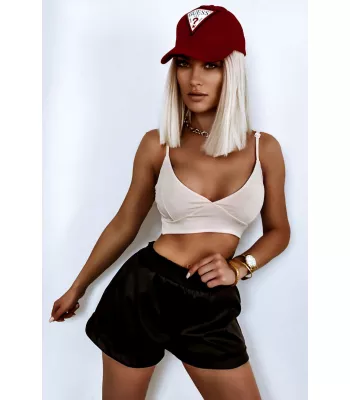 Short bralette with a neckline - Latte