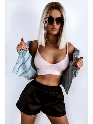 Short bralette with a neckline - Powder pink - Blouses