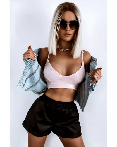 Ask for product! — Short bralette with a neckline - Powder pink