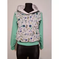 Bluza dresowa, bluzka damska z kapturem, w kwiaty, kwiatuszki - Handmade