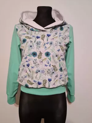 Sweatshirt, women's hooded blouse, floral print - Handmade