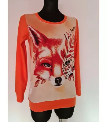 Cotton sweatshirt with orange fox