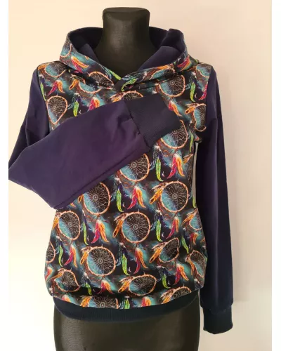 Zapytaj o produkt! — Bluza dresowa bawełniana z kapturem, grafika łapacze snów czarna