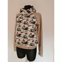 Cotton sweatshirt with hood, Potter graphics, beige - Handmade