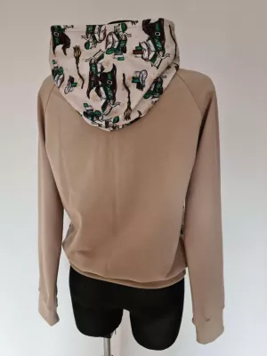 Bluza dresowa bawełniana z kapturem, grafika Potterowa beżowa - Handmade