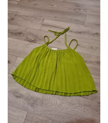 Set - Top with straps, wide leg pants - lime
