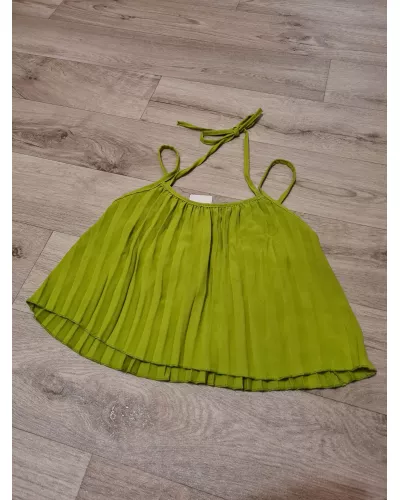 Ask for product! — Set - Top with straps, wide leg pants - lime