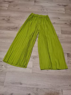 Set - Top with straps, wide leg pants - lime - Sets