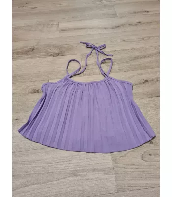 Set - Top with straps, wide leg pants - Purple