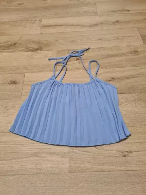 Set - Top with straps, wide leg pants - sky blue - Sets