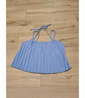 Set - Top with straps, wide leg pants - sky blue