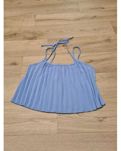 Ask for product! — Set - Top with straps, wide leg pants - sky blue