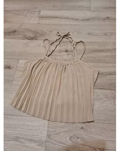 Ask for product! — Set - Top with straps, wide leg pants - beige