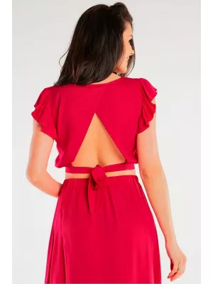 Krótka bluzka z długą spódnicą Fuksja - Komplety