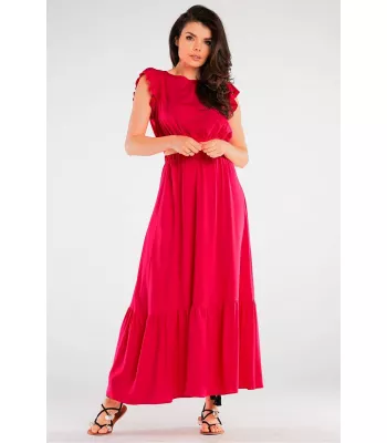 Fuchsia long maxi skirt with a frill