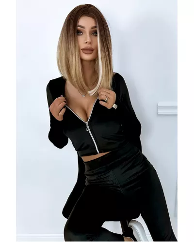 Ask for product! — Matching velor set - zipped sweatshirt and pants Black