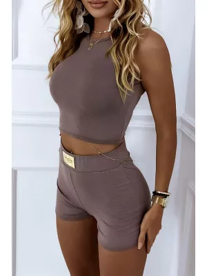 A set of top and shorts made of pleasant, delicate viscose - MOCCA - Sets