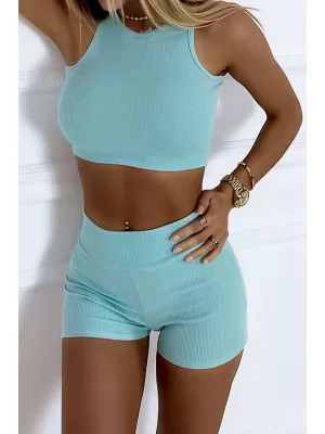 Striped top and shorts set - Mint - Sets