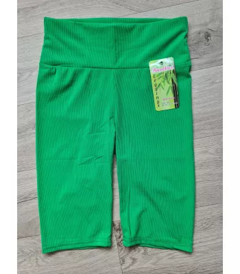 Ribbed High Waist Short Leggings / Biker - Green