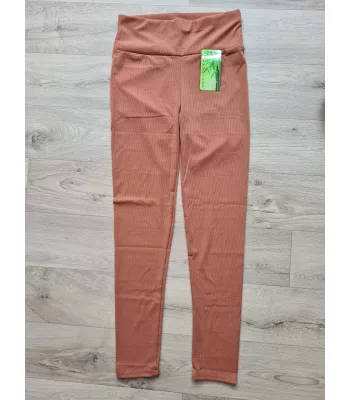 Ribbed high waist leggings - Red