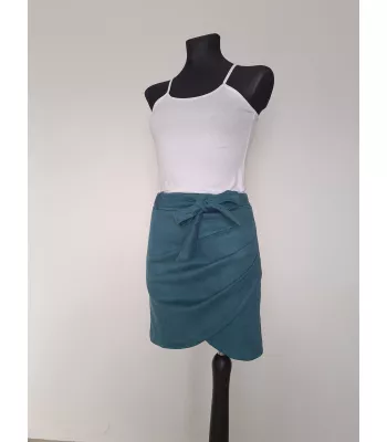 Short sea blue suede skirt