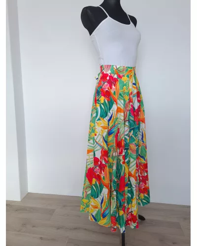 Ask for product! — Long skirt fastened at the back with a concealed zipper - White and green