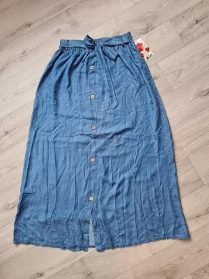 Long skirt with elastic bands - Dark blue - Skirts