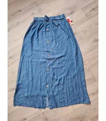 Long skirt with elastic bands - Dark blue