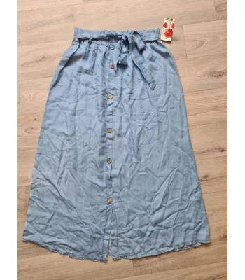 Long skirt with elastic bands - Light blue