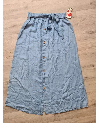 Ask for product! — Long skirt with elastic bands - Light blue