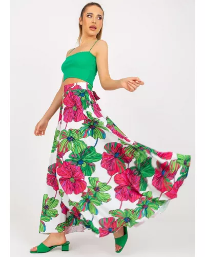 Ask for product! — Long skirt fastened at the back with a concealed zipper - White and pink