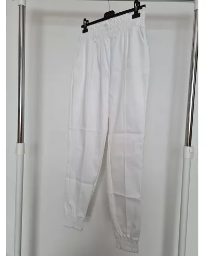 Ask for product! — Trousers with an elastic waist and cuffs on the legs - White