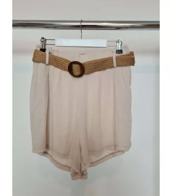 Shorts with an elastic waist and pockets - Beige