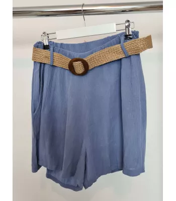 Shorts with an elastic waist and pockets - Blue