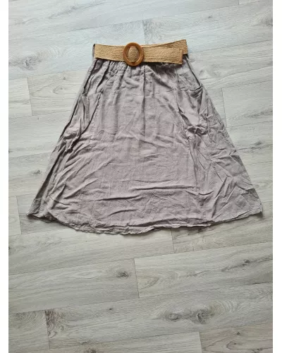 Zapytaj o produkt! — Spódnica z kieszeniami i plecionym paskiem - beżowy