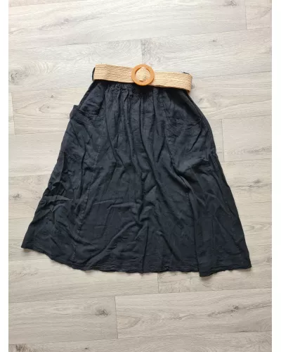 Zapytaj o produkt! — Spódnica z kieszeniami i plecionym paskiem - czarny