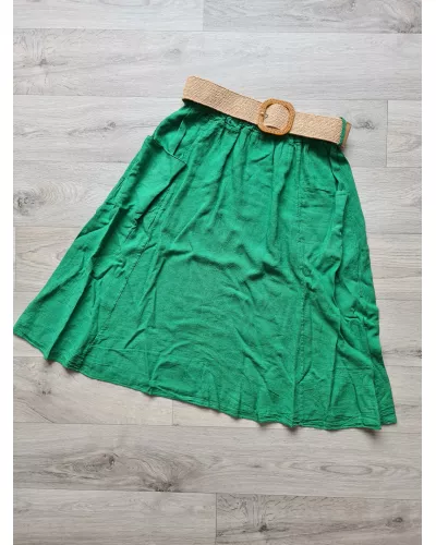 Ask for product! — Skirt with pockets and a braided belt - Green