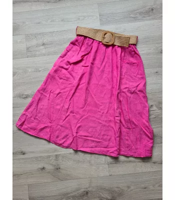 Skirt with pockets and a braided belt - Pink