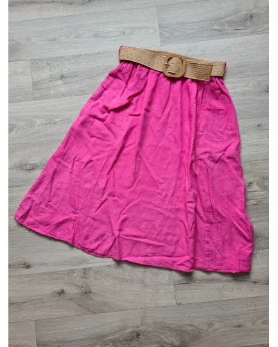 Ask for product! — Skirt with pockets and a braided belt - Pink