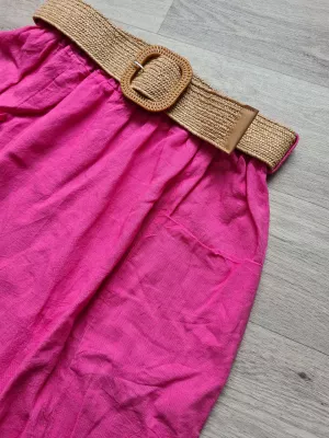 Skirt with pockets and a braided belt - Pink - Skirts
