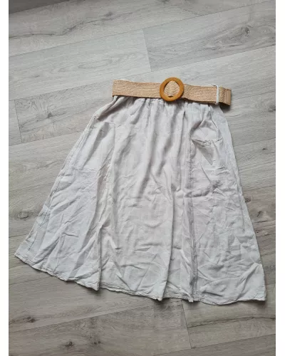 Ask for product! — Skirt with pockets and a braided belt - Light beige