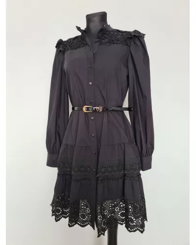 Ask for product! — Shirt dress with lace - Black