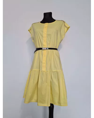 Ask for product! — Dress with a belt and decorative sequins - Yellow