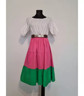 Dress below the knee with a belt - Colorful