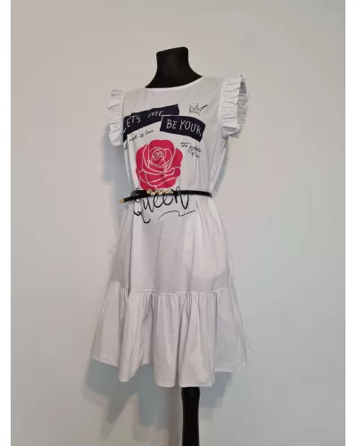Ask for product! — Dress with a rose and an inscription - White